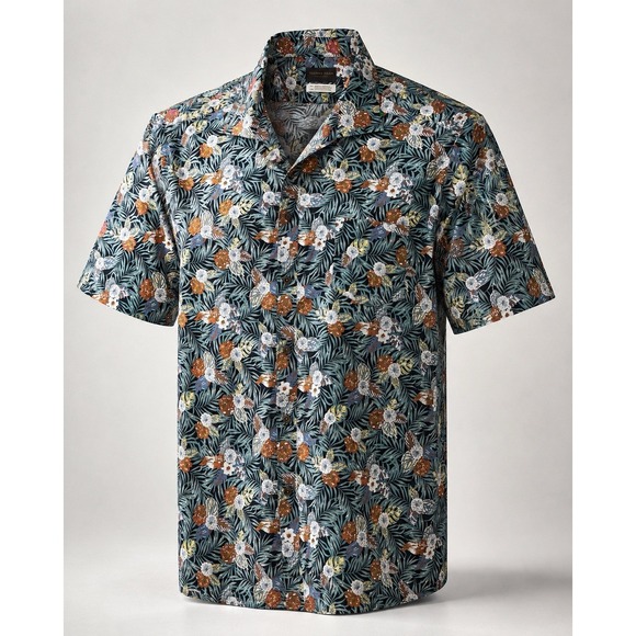 Thomas Dean Other - Thomas Dean Collection Mens XXL Blue Floral Stretch Short Sleeve Button Up Shirt